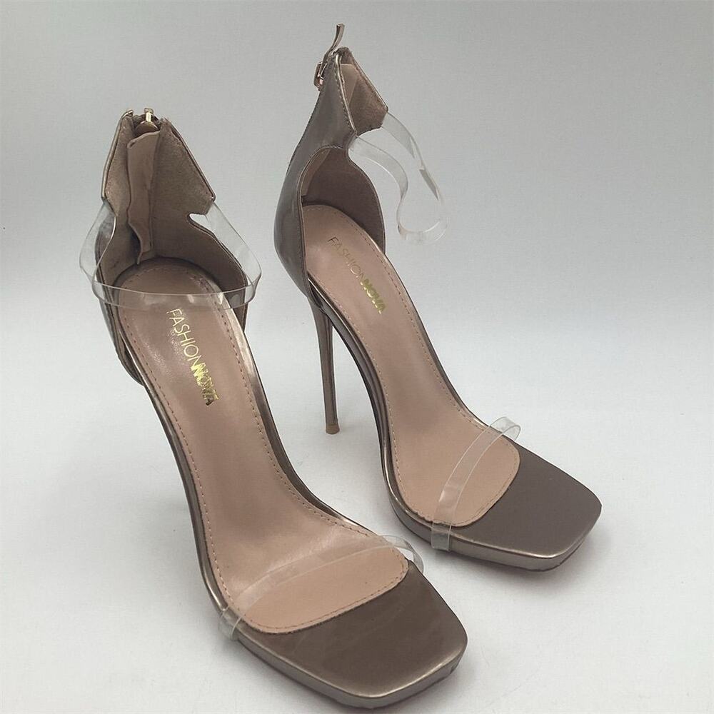 Fashion Nova Women's‎ Clear Strappy Heels Size 8 Party Shoes